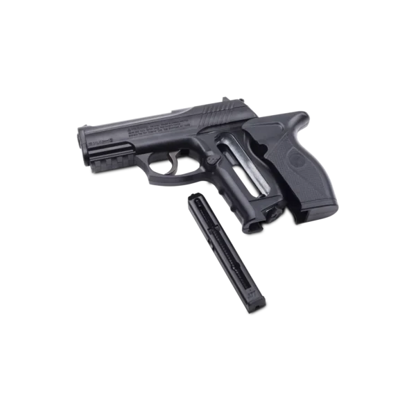 C11 Semi-Auto CO2 pistol Product showing grip open and co2 loaded