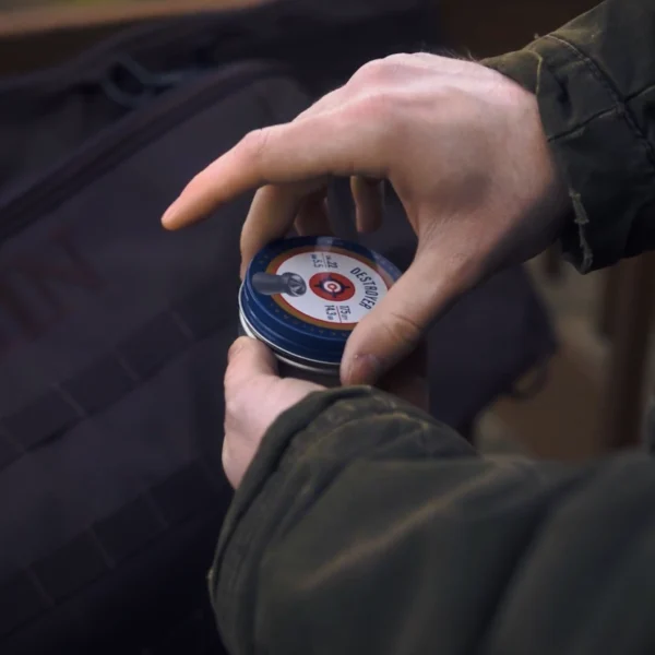 Crosman Destroyer Pellets DS177 Outdoor Lifestyle Man Opening Tin