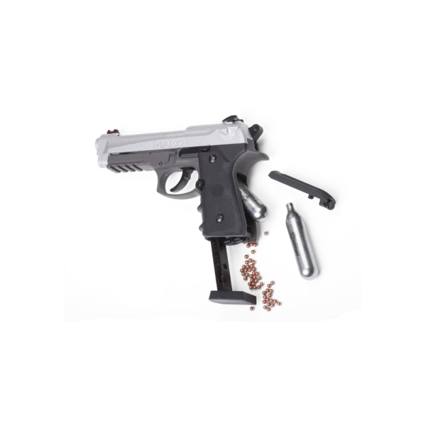 Crosman Mako Air Pistol Left Side View Product Picture with CO2 and ammo clip