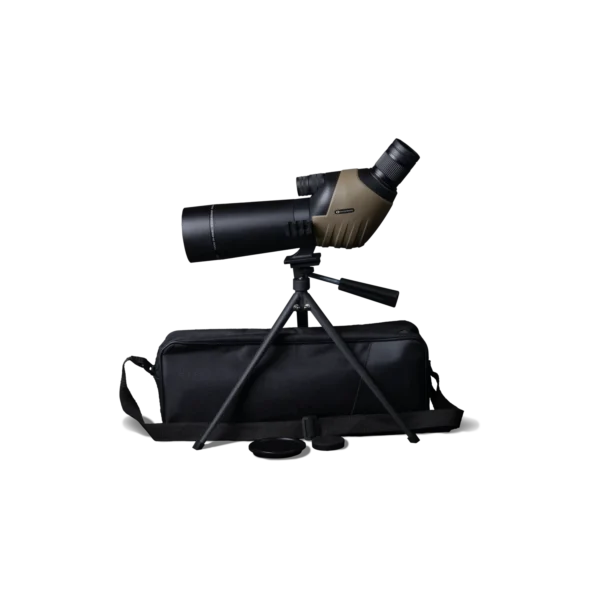 20-60x Spotting Scope left view with carrying case and tripod product picture